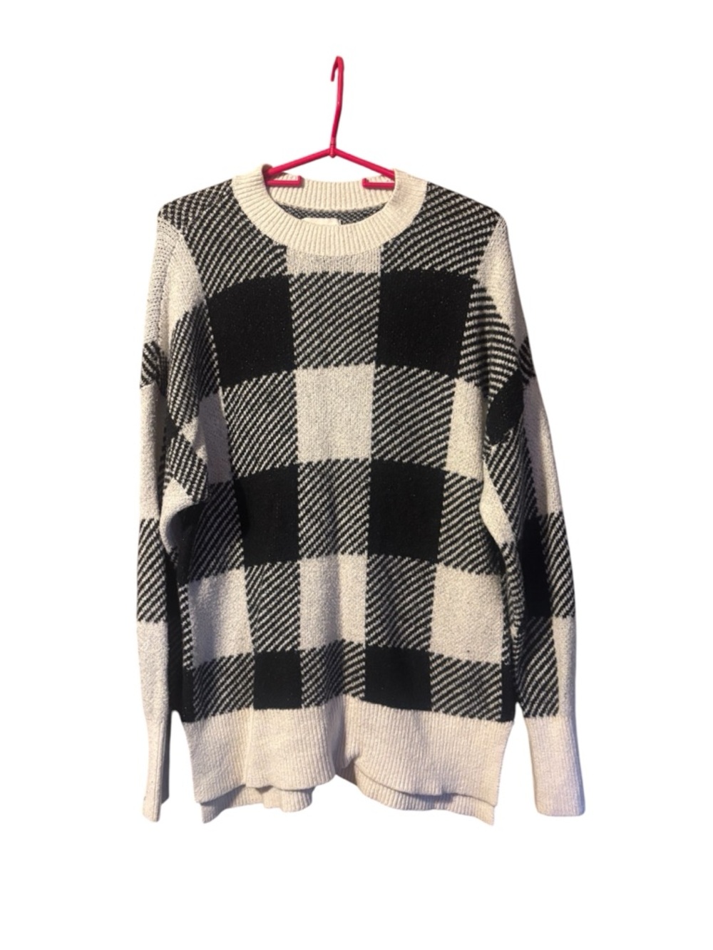 Abercrombie & Fitch Checkered Sweater Size Small Black White Oversized